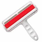 White reusable pet hair roller with red cleaning surface — AI-enhanced product image